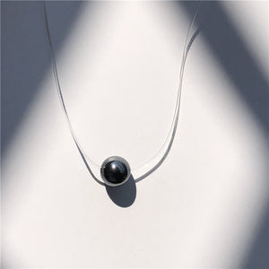 New Personality Fashion Square Imitation Pearl Crystal Zircon Necklace Invisible Transparent Fishing Line Necklace Women