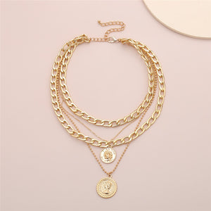 Punk Miami Cuban Choker Necklace Colar Hip Hop Big Thick Chunky Chain Fashion Queen Coin Pendant Necklace Women Jewelry