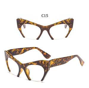 Big frame women glasses frame fashion cat eye Clear Lens brand oversized Glasses Female Transparent Half frame optical frame