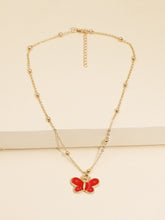 Carica l'immagine nel visualizzatore di Gallery, Korean Blue Gradient Butterfly Necklace for Women Girls Silver Color Rainbow Butterflies Pendant Choker Necklaces Jewelry Gift