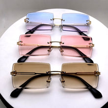 Load image into Gallery viewer, Rimless Sunglasses Rectangle Fashion Popular Women Men Shades  Small Square Sun Glasses For Female Summer Traveling Brown Oculos