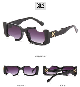 D&T 2022 New Fashion Rectangle Sunglasses Women Men Brand Designer Distinctive Incomplete Style Gradients Lens PC Frame UV400