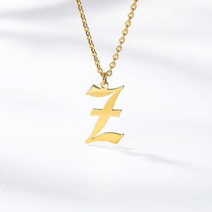 Old English Letter Initial Necklaces For Women Men Gold Silver Color Stainless Steel Chain Male Female Pendant Necklace Jewelry