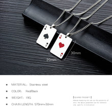 Carica l&#39;immagine nel visualizzatore di Gallery, JHSL Men Statement Poker Pendant Necklace Red Black Silver Color Stainless Steel Fashion Jewelry Gift