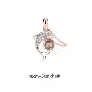100 Languages Love Necklace Heart Pendant Wedding Romantic I Love You Projection Necklace for Women Girl Friend Ladies Gifts