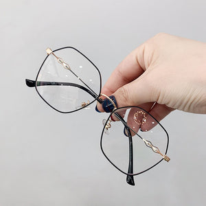 Clear Glasses Frames Women Retro Metal Polygon Eyeglasses Womens Gradient Pink Optical Frame Spectacles Hollow Design