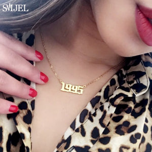 Personalize Year Number Necklaces for Women Custom Year 1980 1989 2000 Birthday Gift from 1980 to 2019