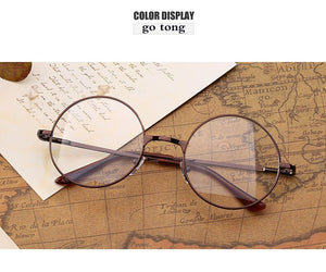 Retro-classic transparent lens metal frame men and women circular reading glasses  retro-personality college style