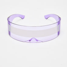 Load image into Gallery viewer, Fashion Siamese Futuristic Wrap Around Monob Costume Sunglasses Luxury Brand Designer Mask Novelty Glasses Purple Blue Goggle