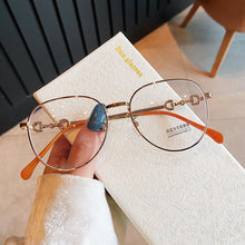 Load image into Gallery viewer, 2022 New Fashion Brand Clear Lens Round Anti-blue Light Eyeglasses For Women Tetro Elegant Computer Myopia Glasses Gold Leopard