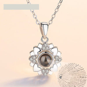 100 Languages Love Necklace Heart Pendant Wedding Romantic I Love You Projection Necklace for Women Girl Friend Ladies Gifts