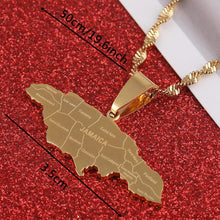 Carica l&#39;immagine nel visualizzatore di Gallery, Stainless Steel Gold Color Jamaica Pendant Necklaces Fashion Jamaican Flag Charm Jewelry