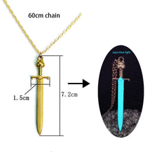 Load image into Gallery viewer, Luminous Glowing Arrow Pendant Necklace Knight Spear Necklace Glow In The Dark Pike Necklace for Women Men Halloween Gift
