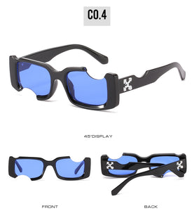 D&T 2022 New Fashion Rectangle Sunglasses Women Men Brand Designer Distinctive Incomplete Style Gradients Lens PC Frame UV400