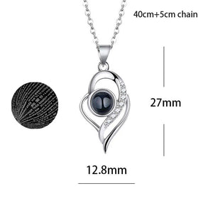 100 Languages Love Necklace Heart Pendant Wedding Romantic I Love You Projection Necklace for Women Girl Friend Ladies Gifts
