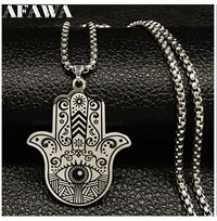 Load image into Gallery viewer, AFAWA Forest Goddess Stainless Steel Chain Necklace for Women Silver Color Statement Necklace Jewelry cadenas mujer N3323S02