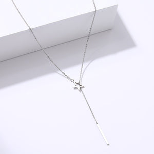 CACANA Long Pendant Star Stick Necklaces Pendants For Women  Simple Design Necklace Stylish Stainless Steel Jewelry Party Gift
