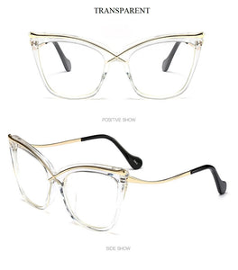 2022 New Fashion Oversized Cat Eye Glasses Frame Women Brand Optical Anti-blue Eyeglasses Female Oculos Feminino Spectacles