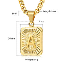 Carica l&#39;immagine nel visualizzatore di Gallery, Initial letter Pendant a b c Charm Gold Necklace for Women Men Cuban Link Chain Dropshipping GPM05C