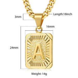 Initial letter Pendant a b c Charm Gold Necklace for Women Men Cuban Link Chain Dropshipping GPM05C