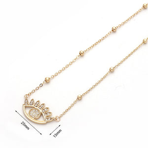 2020 New Fashion Ladies Chic Gold Chain Colorful Rhinestone Filled Evil Eye Coin Necklaces For Women Bohemian Gold Necklaces