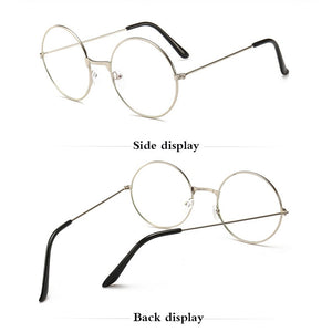 Vintage Round Metal Frame  Personality College Style Clear Lens Eye Glasses Frames blue-light eye protection mobile phone game