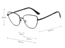Load image into Gallery viewer, Peekaboo retro metal glasses frame cat eye female gold black clear lens triangle optical eyeglasses women&#39;s accessories