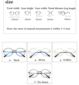 Round Glasses frame retro FemaleTransparent for Computer Lenses Metal Frame Eyeglasses Women Men Anti Blue Ray Oculos De Grau Sp
