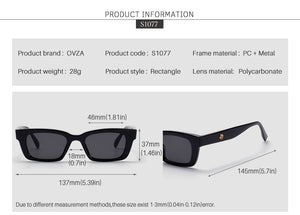 Rectangle Narrow Frame Mens Sunglasses Brand Designer Fashion Black Sun glasses for Women Anti-UV S1077