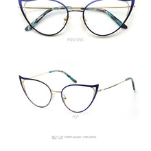 Load image into Gallery viewer, Optical Anti Blue Light Glasses Frames Women Prescription Glass Myopia Cat Eye Metal Fake Round Glasses Women&#39;s Eyewear UV400