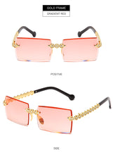 Carica l'immagine nel visualizzatore di Gallery, Occhiali da sole con diamanti senza montatura alla moda Design di marca da donna Occhiali da sole quadrati piccoli in metallo Tonalità di lusso Occhiali UV400 Gafas De Sol