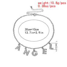 Carica l&#39;immagine nel visualizzatore di Gallery, Crystal Letter Angel Necklace Gothic Simple Silver Color Shiny Rhinestones Link Chain Pedant Necklace Choker Collar Jewelry