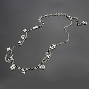 Titanium steel necklace wholesale V four leaf flower double chain necklace women's foreign trade multi accessories chain necklac