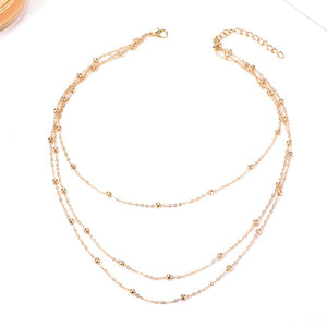 Simple Fashion 3-layers Gold Choker Necklace For Women Geometric Female Chain Necklaces Ladies Multilayer Party Jewelry Gifts