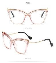 Load image into Gallery viewer, 2022 New Fashion Oversized Cat Eye Glasses Frame Women Brand Optical Anti-blue Eyeglasses Female Oculos Feminino Spectacles