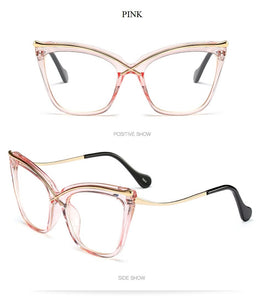 2022 New Fashion Oversized Cat Eye Glasses Frame Women Brand Optical Anti-blue Eyeglasses Female Oculos Feminino Spectacles