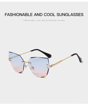 Load image into Gallery viewer, Rimless Cat Eye Sunglasses Luxury Brand Design Women Metal Sun glasses Fashion Lady Shades UV400 Eyewear oculos gafas de sol