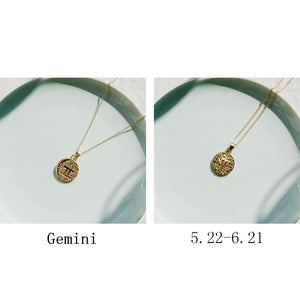 Gold Color 12 Constellation Coins Necklaces & Pendants Women Virgo Taurus Leo Short Chain Necklace Girls Gemini Celestial