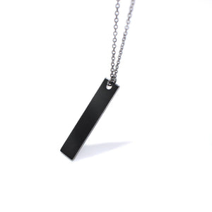 New Black Rectangle Pendant Necklace Men Trendy Simple Stainless Steel Men's necklace collana Kolye Bijoux Collar collier homme