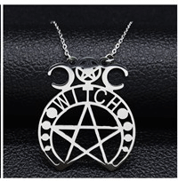 Load image into Gallery viewer, AFAWA Forest Goddess Stainless Steel Chain Necklace for Women Silver Color Statement Necklace Jewelry cadenas mujer N3323S02