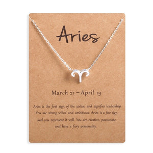 Men Women 12 Horoscope Zodiac Sign Gold Pendant Necklace Aries Leo 12 Constellations Jewelry Kids Christmas Gifts 19NOV91