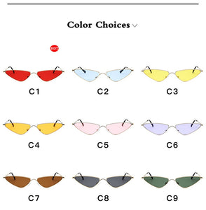 Triangle Metal Frame Sunglasses Women Cat Eye Cool Small Fashion Sun Glasses Shades Ocean Color Oculos De Sol Feminino UV400