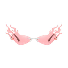 Load image into Gallery viewer, Luxury Flame Sunglasses Women Rimless Bat Sun Glasses Tears Shades Eyeglass Vintage Feather Sunglass Fire Shape Eyewear