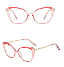 Load image into Gallery viewer, Plastic Titanium Anti Blue Glasses Frames Cat Eye Women Optical Fashion Computer Glasses