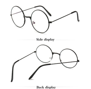 Vintage Round Metal Frame  Personality College Style Clear Lens Eye Glasses Frames blue-light eye protection mobile phone game