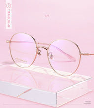 Load image into Gallery viewer, Pure Titanium Frame Glasses Full Rim Eye Glasses Women Style Spring Hinges Round Spectacles and Nearsighted Eyewear
