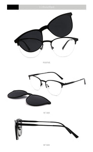 Retro Cateye Polarized Sunglasses Women Clip on Brand Designer Optical Myopia Eyeglass Frame Magnetic Glasses