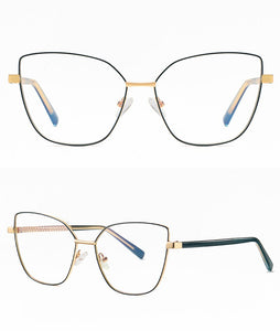 Peekaboo anti blue light cat eye glasses frame women vintage metal gold pink female prescription glasses for computer clear lens
