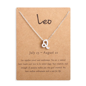 Men Women 12 Horoscope Zodiac Sign Gold Pendant Necklace Aries Leo 12 Constellations Jewelry Kids Christmas Gifts 19NOV91