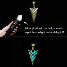 Load image into Gallery viewer, Luminous Glowing Arrow Pendant Necklace Knight Spear Necklace Glow In The Dark Pike Necklace for Women Men Halloween Gift